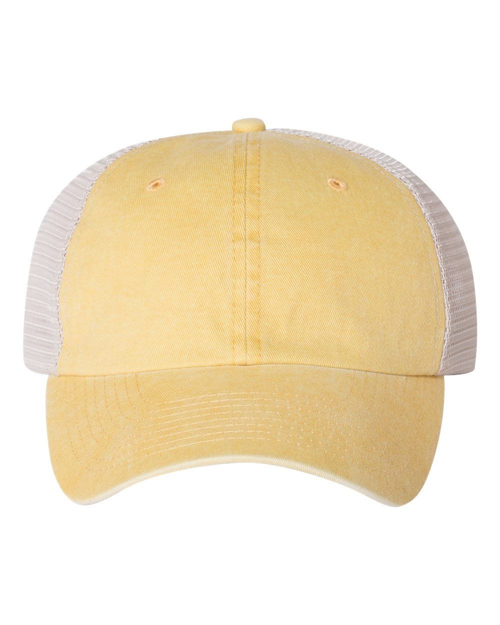 Sportsman Pigment Dyed Trucker Cap in Mustard Yellow/Stone