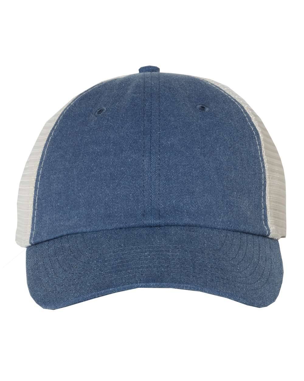 Sportsman Pigment Dyed Trucker Cap in Royal/Stone