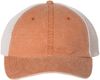 Am image of a Custom Sportsman Pigment Dyed Trucker Cap in Texas Orange/Stone!