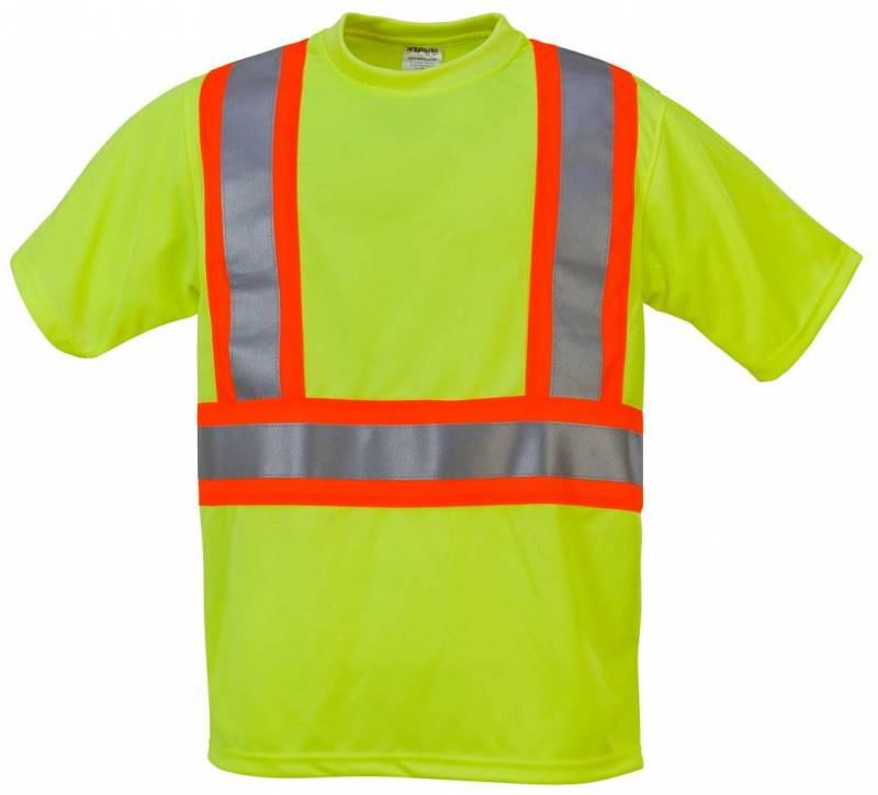Sumaggo High Visibility Wicking Shirt with Contrasting Color Stripes in Lime