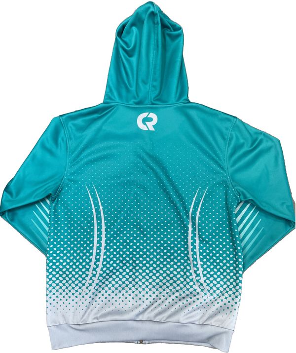 Am image of a Custom Sublimated Zip Hoodie in Fleece Full Colour Print!