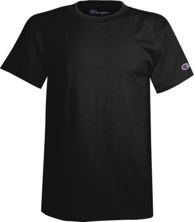 Am image of a Custom Champion Youth Short sleeve Cotton Tee in Black!