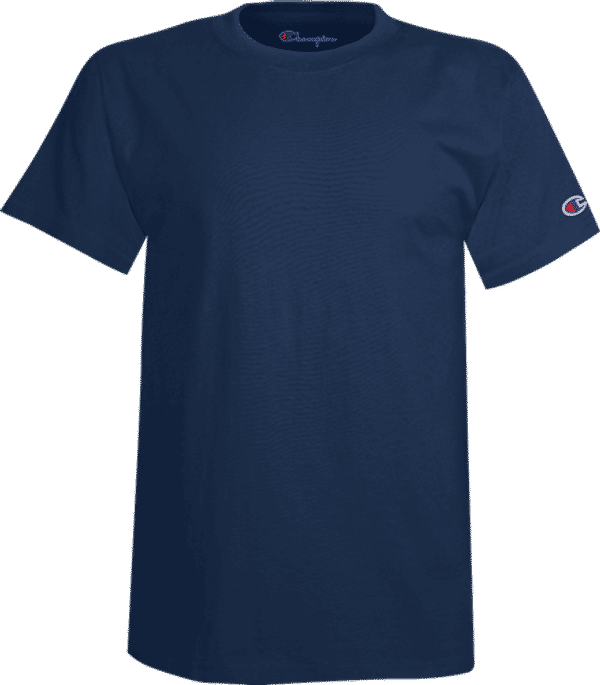 Am image of a Custom Champion Youth Short sleeve Cotton Tee in Navy!