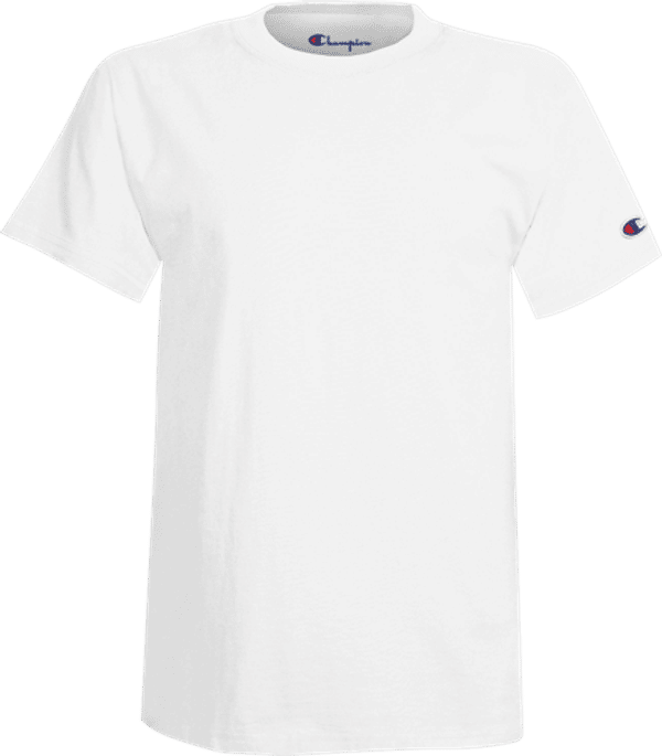 Am image of a Custom Champion Youth Short sleeve Cotton Tee in White!