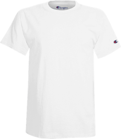Am image of a Custom Champion Youth Short sleeve Cotton Tee in White!