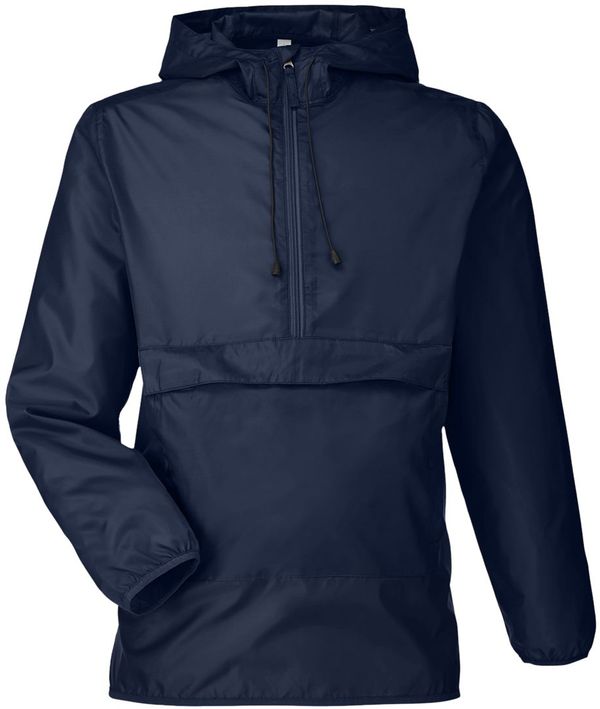 An image of a Custom Team 365 Adult Zone Protect Packable Anorak Jacket in Sport Dark Navy!
