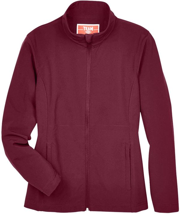 An image of a Custom Team 365 Ladies' Leader Soft Shell Jacket in Sport Maroon!