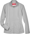 An image of a Custom Team 365 Ladies' Leader Soft Shell Jacket in Sport Silver!