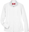 An image of a Custom Team 365 Ladies' Leader Soft Shell Jacket in White!