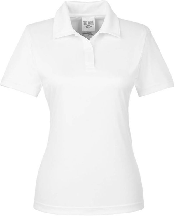 An image of a Custom Team 365 Ladies' Zone Performance Polo in White!