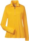 Am image of a Custom Team 365 Ladies' Zone Performance Quarter Zip in Athletic Gold!