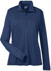 Am image of a Custom Team 365 Ladies' Zone Performance Quarter Zip in Sport Dark Navy!