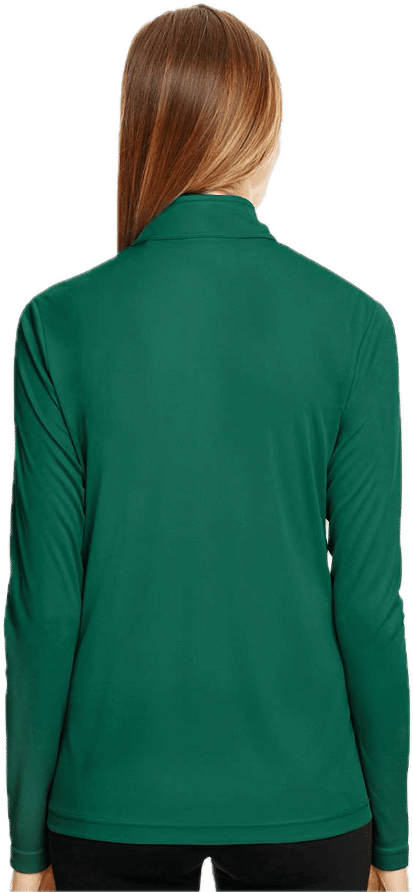 Am image of a Custom Team 365 Ladies' Zone Performance Quarter Zip in Sport Forest!