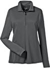Am image of a Custom Team 365 Ladies' Zone Performance Quarter Zip in Sport Graphite!