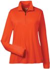 Am image of a Custom Team 365 Ladies' Zone Performance Quarter Zip in Sport Orange!