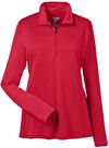 Am image of a Custom Team 365 Ladies' Zone Performance Quarter Zip in Sport Red!