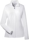 Am image of a Custom Team 365 Ladies' Zone Performance Quarter Zip in White!