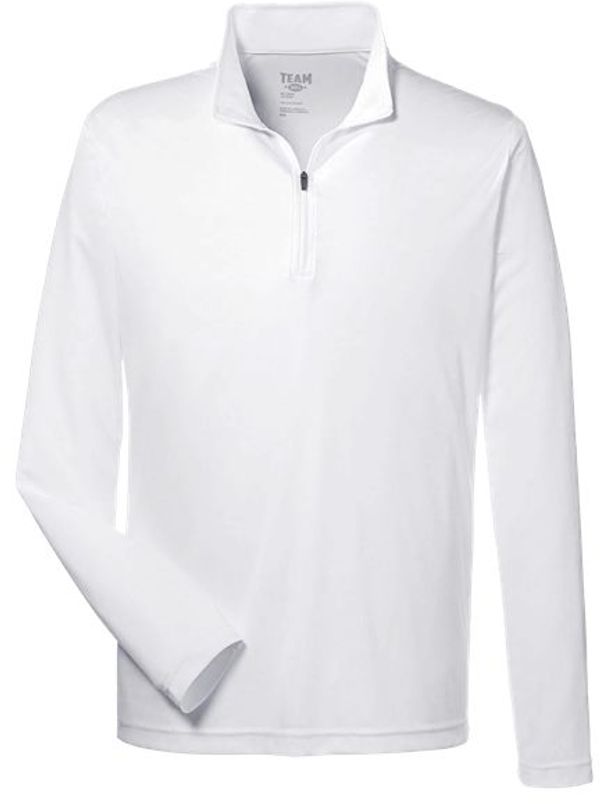 An image of a Custom Team 365 Men's Zone Performance Quarter Zip in White!