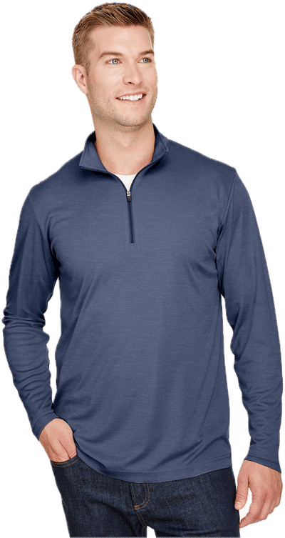 An image of a Custom Team 365 Men's Zone Sonic Heather Performance Quarter Zip!