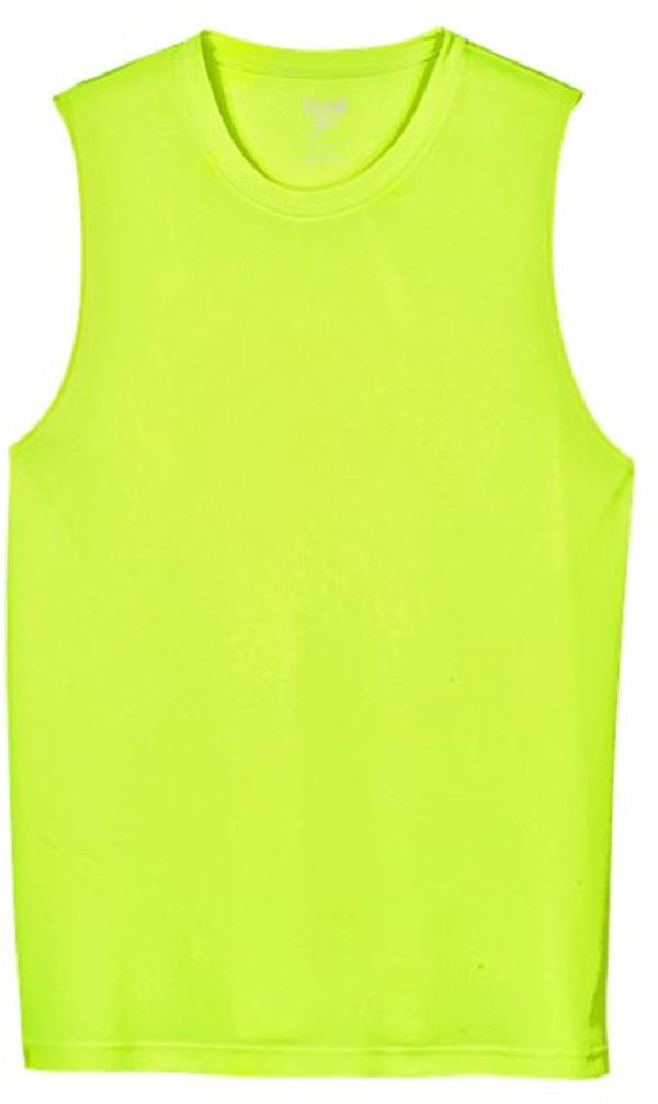 An image of a Custom Team 365 Mens Zone Performance Muscle TShirt in Safety Yellow!