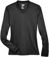 Am image of a Custom Team 365 Womens Zone Performance Long Sleeve Shirt in Black!