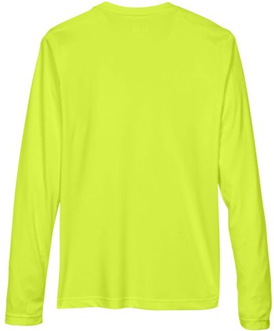 Am image of a Custom Team 365 Womens Zone Performance Long Sleeve Shirt in Safety Yellow!