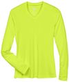 Am image of a Custom Team 365 Womens Zone Performance Long Sleeve Shirt in Safety Yellow!