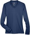 Am image of a Custom Team 365 Womens Zone Performance Long Sleeve Shirt in Sport Dark Navy!