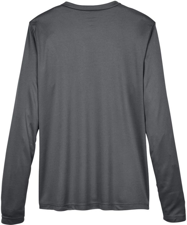Am image of a Custom Team 365 Womens Zone Performance Long Sleeve Shirt in Sport Graphite!