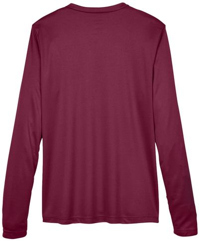Am image of a Custom Team 365 Womens Zone Performance Long Sleeve Shirt in Sport Maroon!