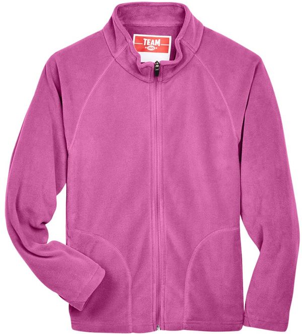 An image of a Custom Team 365 Youth Campus Microfleece Jacket in Sport Chrty Pink!