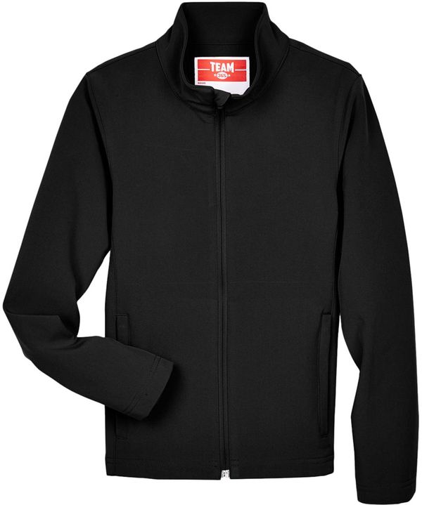 An image of a Custom Team 365 Youth Leader Soft Shell Jacket in Black!