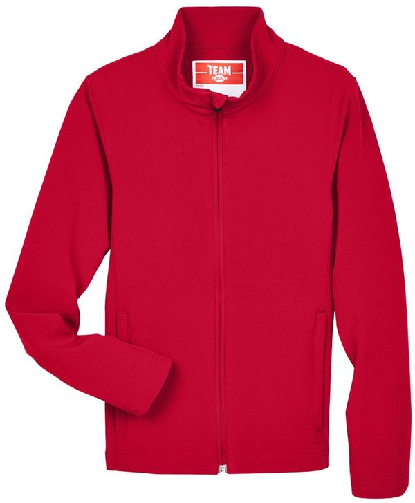 An image of a Custom Team 365 Youth Leader Soft Shell Jacket in Sport Red!