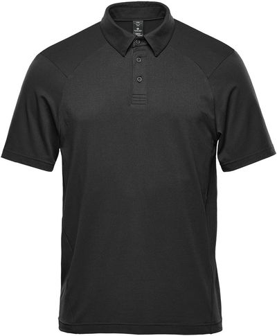 Am image of a Custom Stormtech Men's Camino Performance Short Sleeve Polo in Black!