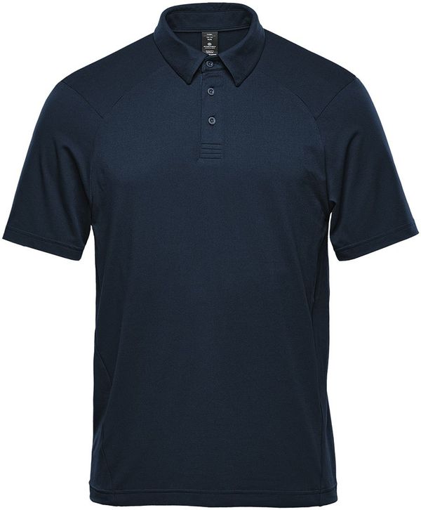 Am image of a Custom Stormtech Men's Camino Performance Short Sleeve Polo in Navy!