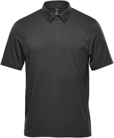 Am image of a Custom Stormtech Men's Camino Performance Short Sleeve Polo in Graphite!
