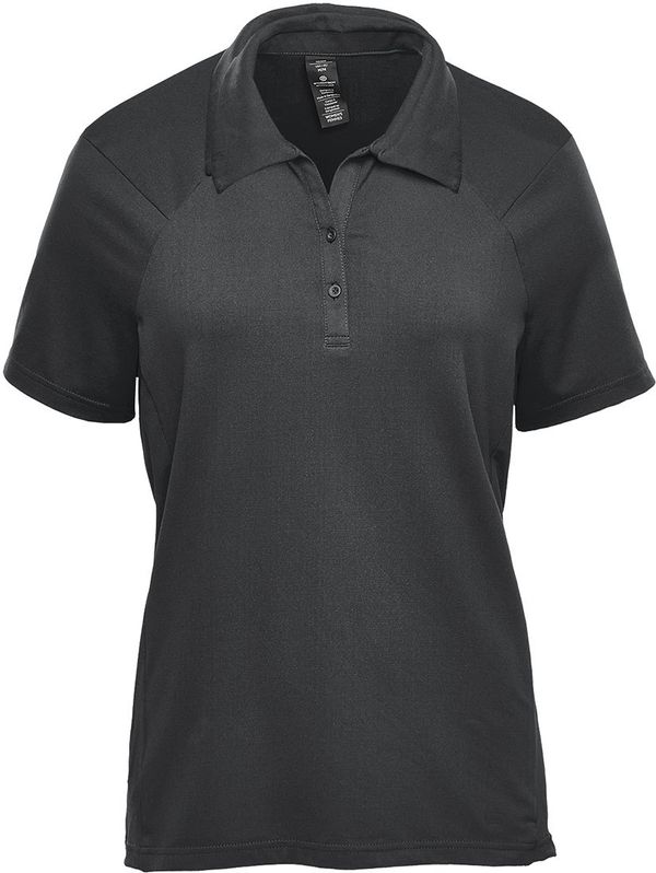 Am image of a Custom Stormtech Women's Camino Performance Short Sleeve Polo in Graphite!