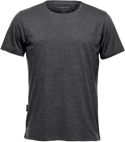 Am image of a Custom Stormtech Men's Torcello Crew Neck Tee in Graphite Heather!