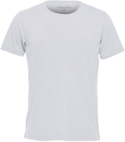 Am image of a Custom Stormtech Men's Torcello Crew Neck Tee in White!