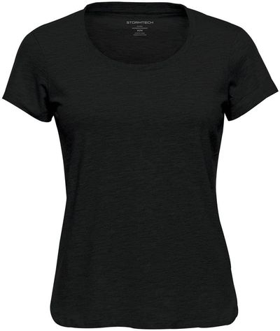 Am image of a Custom Stormtech Women's Torcello Crew Neck Tee in Black!