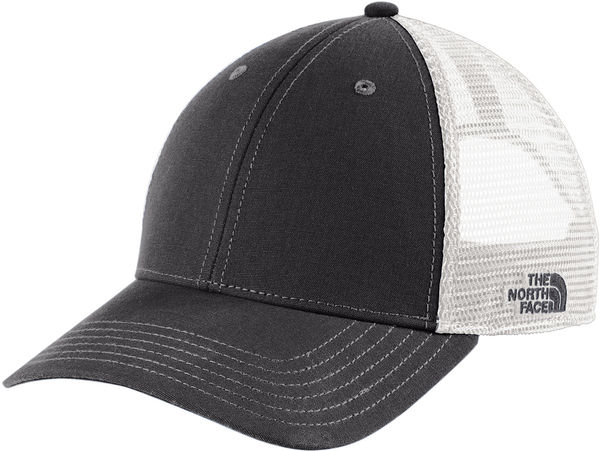 An image of a Custom The North Face Ultimate Trucker Hat in Asphalt Grey/White!