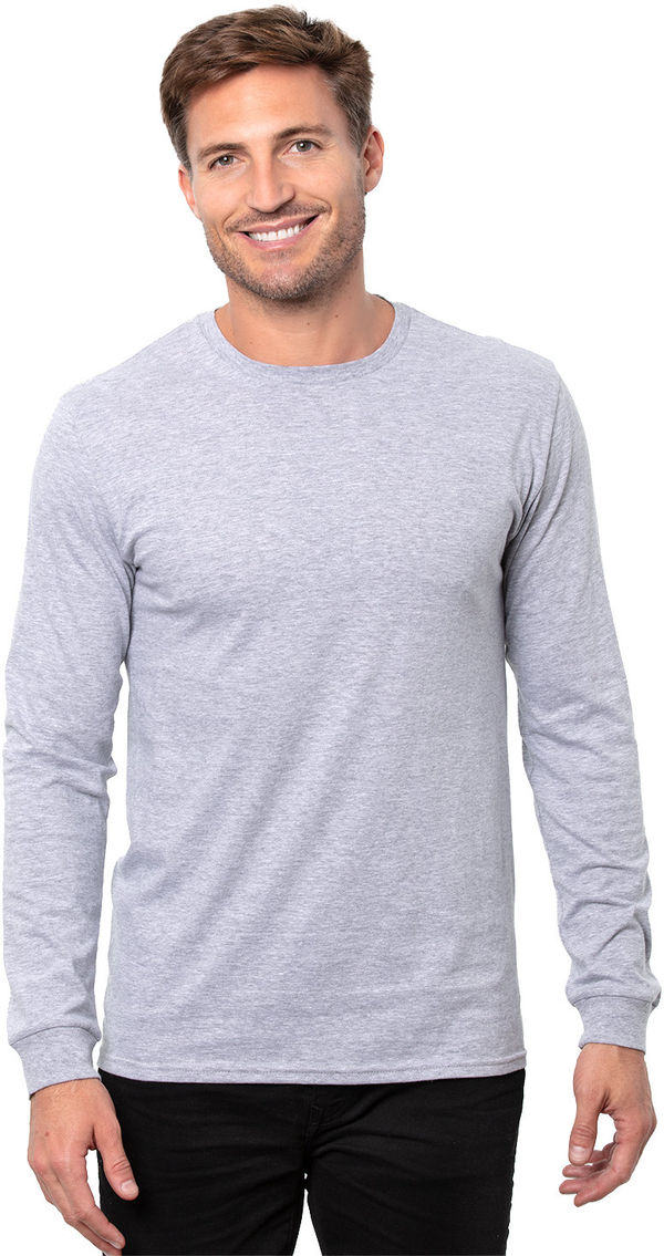 Am image of a Custom Threadfast Epic Unisex Long Sleeve T Shirt in Heather Grey!