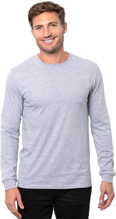 Am image of a Custom Threadfast Epic Unisex Long Sleeve T Shirt in Heather Grey!