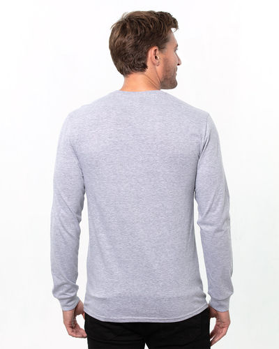 Am image of a Custom Threadfast Epic Unisex Long Sleeve T Shirt in Heather Grey!