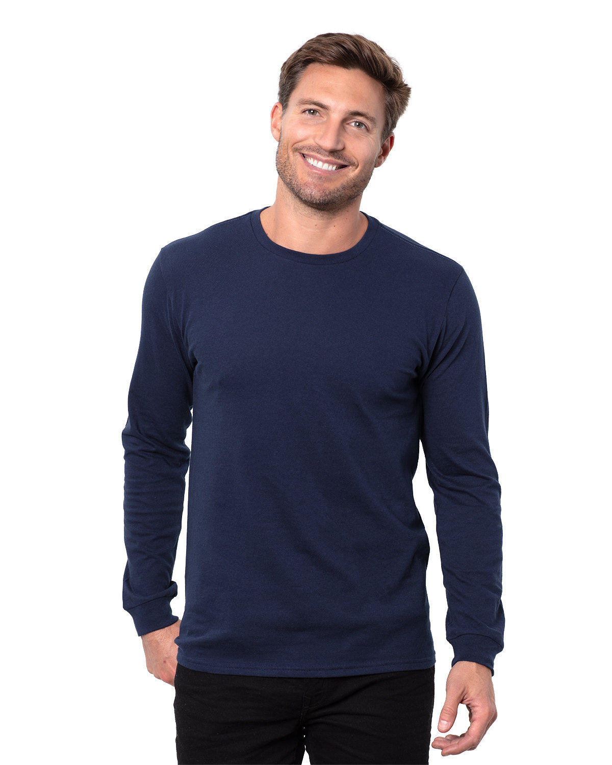 Threadfast Epic Unisex Long Sleeve T Shirt in Navy