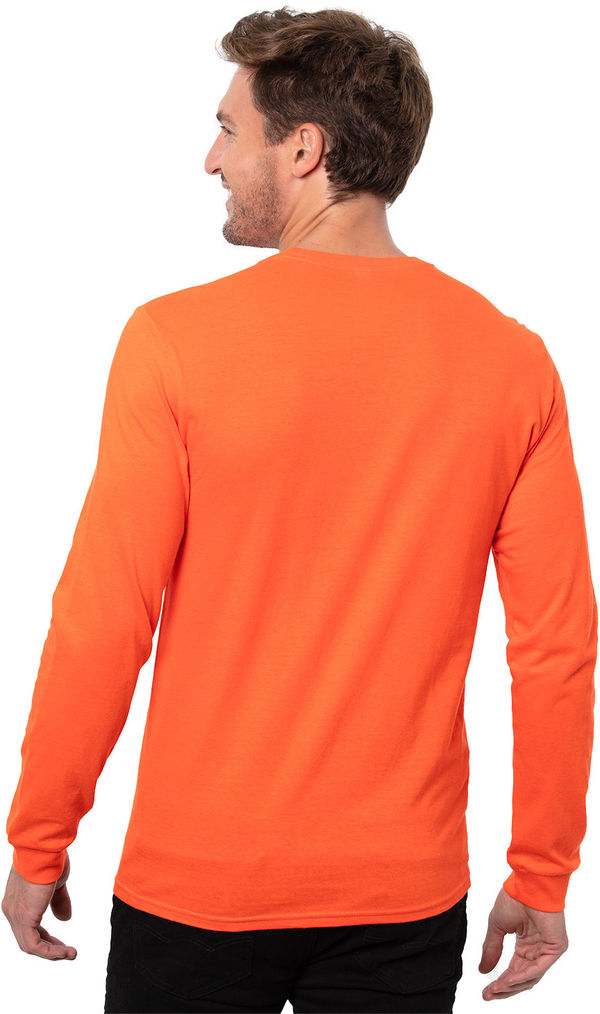 Am image of a Custom Threadfast Epic Unisex Long Sleeve T Shirt in Orange!