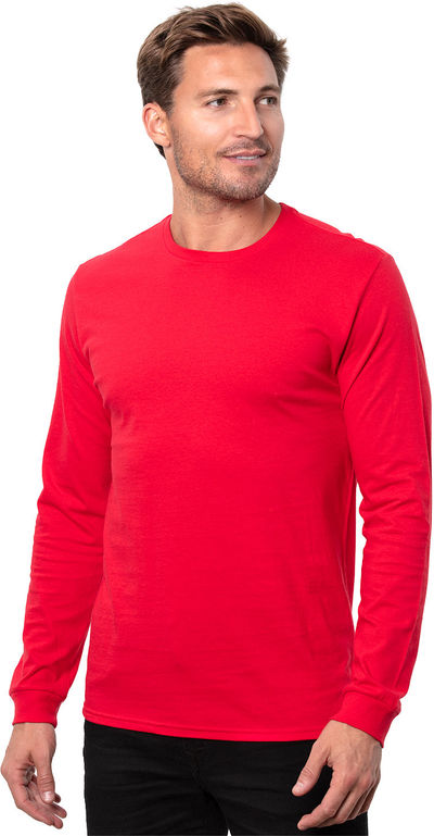 Am image of a Custom Threadfast Epic Unisex Long Sleeve T Shirt in Red!