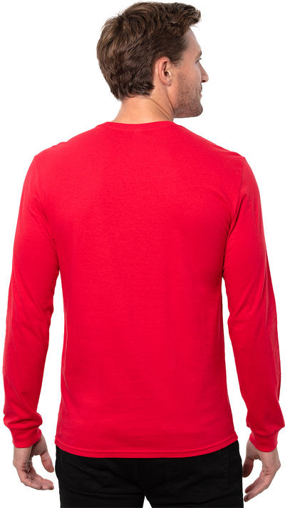 Am image of a Custom Threadfast Epic Unisex Long Sleeve T Shirt in Red!
