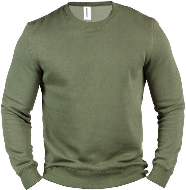 Am image of a Custom Threadfast Unisex Ultimate Crewneck Sweatshirt in Army!