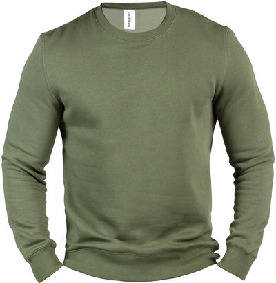 Am image of a Custom Threadfast Unisex Ultimate Crewneck Sweatshirt in Army!